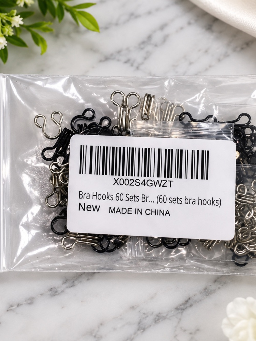 Bra Hook Replacement Pack - Black & Silver - 60 Pairs